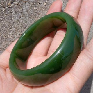 方言企业和田玉珍藏品精品名品碧菠菜绿俄老坑冰底碧玉正装手镯f