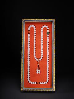 和田玉圆珠项链,尺寸:直径0.9厘米,重量89克