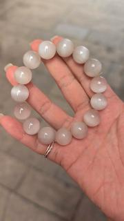 和田玉藕粉手串精品玉石和田玉冰料藕粉圆珠款手链女玉 精品 约10mm一
